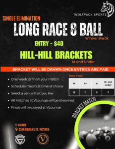 Vancouver Island Pool Tournament Straight Up races Flyer